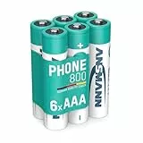 ANSMANN Akku AAA Micro 800 mAh 1,2V NiMH für Schnurlostelefon 6 Stück - Wiederaufladbare Batterie mit geringer Selbstentladung maxE - Akkus für Festnetz Telefon schnurlos - Rechargeable Battery