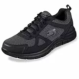 Skechers Herren Track Bucolo Sneakers, Black Leather Mesh Trim, 45 EU