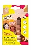 Jovi Plastilin, leicht formbare Modelliermasse für Kinder ab 2 Jahren, 6 Stangen je 15g, Multikulturelle Farben
