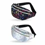 EOUIAV 2 Stück Bauchtasche Damen Wasserabweisend Hüfttasche Sport Gürteltasche Herren Mehreren Taschen Gürteltasche für Outdoor Reise Wandern - Women Waist Pack