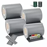 Juskys Sichtschutzstreifen für Doppelstabmatten PVC, Zaun (4er Set) - 4 Rollen á 35m x 19cm - 120 Befestigungsclips - Zaunfolie Sichtschutz Windschutz - hellgrau