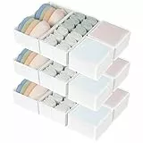 DIMJ 12 Stück Schubladen Ordnungssystem Schubladen Organizer, Faltbare Aufbewahrungsbox Stoff, Schubladeneinsätze für Kleiderschränke, Kleiderschrank Organizer für Kleidung, Klassisches Weiß