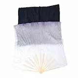 BESPORTBLE Bauchtanz Fan Schleier Lange Seide Faltfächer Farbverlauf Handheld Fans für Japanische Chinesische Bühne Performance Liefert 1. 8M Schwarz