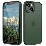 HGH Matt Hülle für iPhone 13/14 6,1 Zoll, [Militärschutz] Schutzhülle Samtige Touch Matt Anti-Kratzen, Durchscheinende Rückseite Anti-Fingerabdruck Handyhülle für iPhone 14/13 (Dunkelgrün)