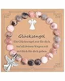 BOCHOI Schutzengel Armband Kommunion Geschenke für Mädchen Armband Glücksbringer Erstkommunion Naturstein Kinderarmband Christlicher Schmuck Geschenke Geburtstag Schulanfang Schulkind Einschulung