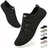 Wizshoe Barfuss Schuhe Damen Barfußschuhe Herren Fitnessschuhe Frauen Turnschuhe Laufschuhe Slip On Sneakers Hausschuhe Bequeme Sommerschuhe Straßenlaufschuhe Leicht Gymnastikschuhe Schwarz 42EU