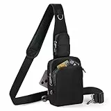 Tibroni Anti Diebstahl Umhängetasche Schwarz Chest Crossbody Bag Brusttasche Herren Damen Schultertasche Wasserdicht Sling Bag Tasche Klein Handtasche mit Reißverschluss Lock und RFID-Blockierung