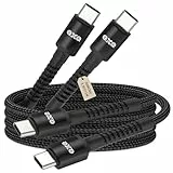 QXQ USB C Kabel, Schnellladekabel USB C auf USBC 1m (2er Pack, Schwarz), PD3.0/QC3.0, Nylon Geflochten Ladekabel USB C für iPhone 17/16/15 Pro Max, Samsung Galaxy S25 S23 iPad Air Pro MacBook usw