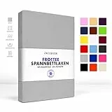 Jacobson Premium FROTTEE Spannbettlaken Spannbetttuch Bettlaken Baumwolle ca. 200g/m² (140x200cm - 160x200cm, Grau)