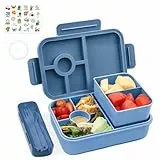 Bugucat Brotdose Kinder mit Fächern 1300ML, Lunchbox Kinder Auslaufsicher mit 5 Fächern, Bento Box Lunch Box mit Fächern für Erwachsene, Frühstücksbox Vesperdose für Jungen&Mädchen Dunkelblau