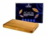 Giesty® Schneidebrett für die Küche, reversibles Holz-Hackbrett chopping board mit Saftrillen und Griffen, Acacia oder RedWood, Holz-Hackblock (Akazienholz, 45x30x3,5cm)