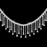 91cm Strass-Fransen-Borte, Silberne Strass-Borte mit Quasten und Ketten, Kristallbesetzte Fransen zum Nähen von Kleidung und Hochzeitsaccessoires