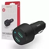 Hama Auto Ladegerät, Kfz Schnellladegerät 45 Watt USB C Power Delivery (2 Port Zigarettenanzünder Ladestecker für Smartphone, Mehrfach Ladeadapter mit PD, unterstützt Qualcomm Quick Charge) schwarz