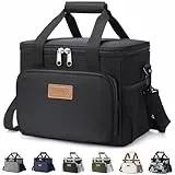 Lifewit Kühltasche klein unterwegs, Isolierte Cooler Bag Lunchtasche faltbar für Herren und Damen, wasserdichte Thermotasche Umhänge für Essen, Bier, Arbeit, Strand, Reise, Schwarz, 9L 12 Dosen
