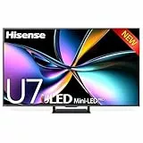 Hisense 65U7Q Fernseher 65 Zoll, 4K Mini LED ULED, Smart TV, Hi-View AI Engine, 144Hz Game Mode Pro, FreeSync Premium, Built in Subwoofer, Dolby Vision IQ Atmos, Airplay, Sprachsteuerung[2025]