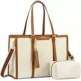LOVEVOOK Laptop Handtasche Damen 15,6 Zoll Tote Shoulder Crossbody Bag Groß Canvas Shopper Tasche Elegante Schultertasche Aktentasche Arbeitstasche Lehrertasche Women für Büro Business Reise Freizeit