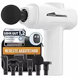 Massagepistole inkl. 6 Massageköpfen & 30 Geschwindigkeiten, mit USB-C Anschluss und LCD Touchscreen I Muskel Massagegerät, Massage-Gun, Muskelmassagepistole, Muskel-Pistole (Weiß)