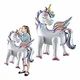 VIKY® Einhorn Luftballons, 3D Folienballon Einhorn Stehend, Einhorn Ballon Mädchen, Einhorn Deko Kindergeburtstag, Einhörner Deko, Einhorn Luftballon Tiere mit Beinen, Unicorn Birthday Decoration