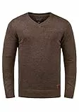 Blend BHLasse Herren Strickpullover Feinstrick Pullover mit V-Ausschnitt Baumwollmischung Regular fit, Größe:M, Farbe:Mocca Mix (70816)