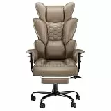 AufuN Bürostuhl Ergonomischer mit hoher Rückenlehne, Chefsessel mit Fußstütze, PU Leder Großer Bürostuhl Drehstuhl mit Rollen, Chefdrehstuhl mit gepolsterten Armlehnen für Zuhause und Büro (Braun)