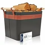 OAKAGE® Holzkorb für Kaminholz Groß aus veganem Leder Kaminholzkorb Feuerholzkorb Brennholzkorb Kaminkorb | Korb Single