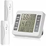Suplong Suplong Kühlschrank-Gefrierschrank-Thermometer, digitaler Innentemperatursensor, Kühlschrank-Thermometer, wasserdicht, mit 2 kabellosen Sensoren, leicht ablesbares LCD-Display, Weiß-3