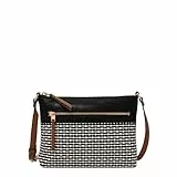 Fossil Damen Fiona große oder kleine Crossbody Geldbörse Handtasche für Frauen, Schwarz Streifen Small, Einheitsgröße