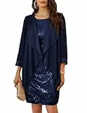 GRACE KARIN Damen Einfarbiges Übergrößes Bequemes Alltagkleider Vintage Ärmelloses Glitzer-Pailletten Cami Kleid für Party Disco Dunkelblau XL