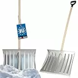 KOTARBAU® Schneeschaufel Schneeschieber 50cm mit Holzstiel Verstärkt Aluminium Schild mit Ergonomischem Griff 139 cm