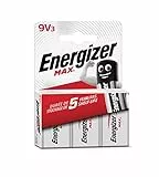 Energizer Max - 9V Blockbatterie (3 Stück) - Neun Volt Alkali-Batterien - geeignet für Rauchmelder, Brand- and Feuermelder, Elektronik und Audio - 5 Jahre lagerfähig