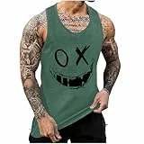 KOG Tank Top Herren Sport Tanktop Sommer Sportshirt Ärmelloses Shirt Grafik Shirts Leicht Baumwolle Tee Junge Bekleidung 2026 Teenager Freizeit Tshirts Armeegrün XXL