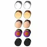 Aroncent Runde Kreis Ohrstecker Set: 5 Paare 8mm Edelstahl Fake Plug Ohrringe Tunnel Piercing Punk für Herren Damen Schwarz Gold Silber Rosegold Farbig
