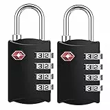 ZHEGE TSA Schlösser, Kofferschlösser, 4-Stellig Schlösser Zahlencode für Koffer, Tasche, Rucksäcke, Gepäckschloss, Kleines Vorhängeschlösser Zahlenschlösser Spind (Schwarz, 2 Stücke)
