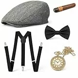 TK Gruppe Timo Klingler 5 in 1 Kostüm 20er & 1920 Jahre Accessoires Herren Männer Set für Fasching & Karneval - Verkleidung wie Gatsby, Charleston - Kostüm & Fastnachtskostüme