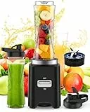 ToTopPioneer Mixer,Mini Smoothie Maker,500W Tragbarer Standmixer,Hochleistungsmixer mit 2 * 600ml Flaschen BPA Frei Tritan,Blender mit Abnehmbare 4 Edelstahlklingen,Geeignet für Smoothies und Shakes