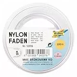 folia 12916 - Nylonfaden auf Spule, ca. 0,16 mm x 100 m, Transparent, Tragkraft 0,85 kg, kaum sichtbarer Faden für Mobiles, Schmuck, zur Dekoration usw.