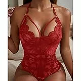Erotische Dessous-Set Damen Sexy Sexy Tiefer V-Ausschnitt Halfter Spitze Damen Reizwäsche Negligee Babydoll Unregelmäßiger Hem Nachtwäsche Spitze Nachthemd Lingerie Nachtkleid G-String Sleepwear