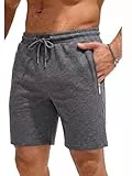 COMEOR Shorts Herren mit Reißverschluss - Baumwolle Kurze Hosen, Sporthose Kurz Männer Bermuda Jogginghose, Laufshorts Sommer Trainingshose (Dunkelgrau, L)