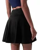 BebreezChic Tennisrock Damen Kurz mit Hose Sportrock High Waist Plissiert Minirock Golfrock Hosenrock Sommerrock Athletic Skort mit Taschen, Schwarz, XXL