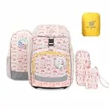 SKYSPER Schulranzen-Set 5-teilig, Schulrucksack Ergonomischer Tragesystem mit Regenhülle und Reflexstreifen für Mädchen Jungen Kinder 1. klasse Outdoor Aktivitäten