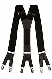 Olata extra breite Herren Hosenträger/Heavy Duty Y-Hosenträger mit 6 Clips – 5 cm. Dunkel Graphite