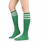 Durio Kniestrümpfe Damen Gestreifte Lange Socken Mädchen, 38-42 Stiefelsocken Elastische Atmungsaktive Ringelsocken für Halloween Karneval Fasching Alltag, Weiß Schwarz Rot Grün Gelb