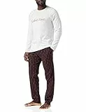 Calvin Klein Herren L/S Pant Set Pyjama, Calvin LNR STRP Logo_BLK W/WHT TOP, XL