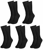 Falari Herrensocken, 5er-Pack, einfarbig, gerippt, schwarz, Kleidersocken, Baumwolle, Crew-Socken, Größe 44-47, Schwarz, 43-47 EU