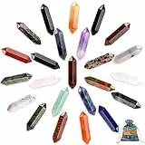 OSDUE 24 Stück Heilende Kristalle Steine Sets, Sechseckige Heilkristalle, Natürliche Bunte Kristallsteine, Reiki Meditation Edelsteine, Chakra Steine Amethyst Tigerauge Obsidian Rosenquarz Anhänger