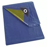 Perel Abdeckplane wasserdicht, Gewebeplane, Plane wasserdicht, Schutzplane, sehr stark, 20 Ösen, verstärkte Ecken, rechteckig, blau/grün, 70 g/m², 2 x 8 m