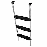 Ampel 24 Trampolin Leiter 110 cm lang, Treppe mit 3 Breiten Stufen, praktischer Einstieg für große Gartentrampoline, Silber