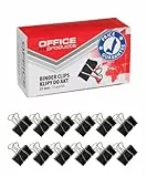 Office Products Foldback-Klammern 25mm / 12 Stück/aus Metall/Schwarz/Silber/Unempfindlich Gegen Verformung/Büroklammern Papierklammern