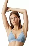 Calvin Klein Damen Bikini Oberteil Triangel Triangle-Rp Logobund, Blau (Faded Denim), S