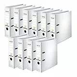 Original Falken 10er Pack PP-Color Kunststoff-Ordner. Made in Germany. 8 cm breit DIN A4 weiß Vegan Ringordner Aktenordner Briefordner Büroordner Plastikordner Schlitzordner